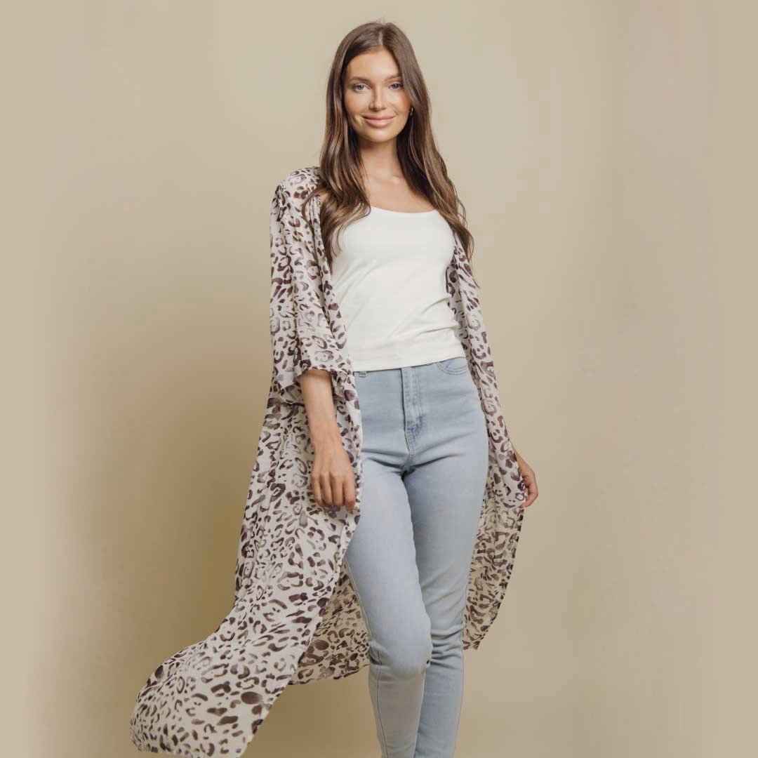 Cheetah Kimono Chiffon Half Sleeves